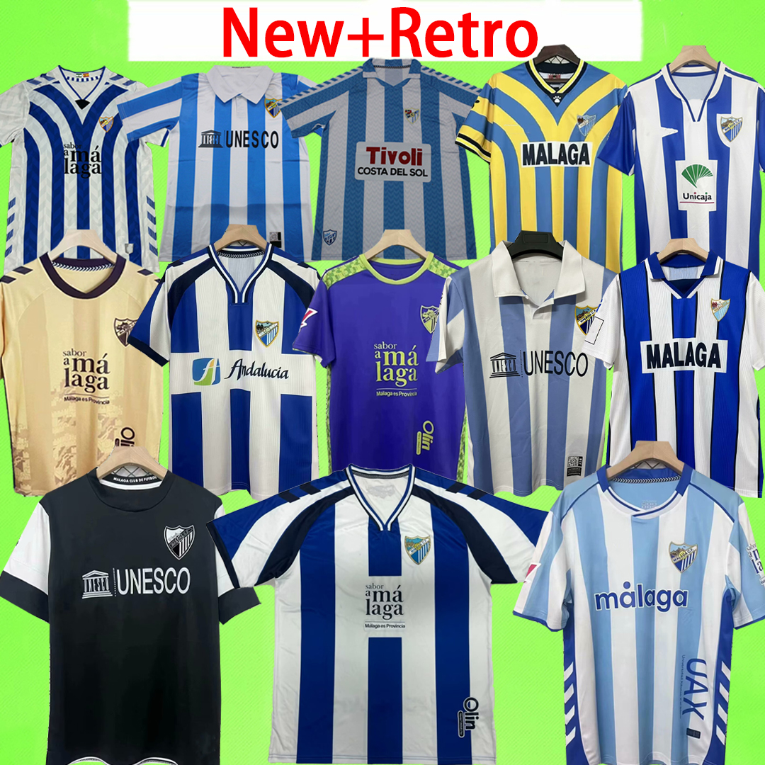 New + Retro 25 26 27 Malaga 1997 1998 soccer jerseys 2024 2025 2006 CF MALAGUISTA Training JUANPI Maillot 04 05 06 12 13 De Foot Shirt SANTOS VEST Football uniform 2012 2013