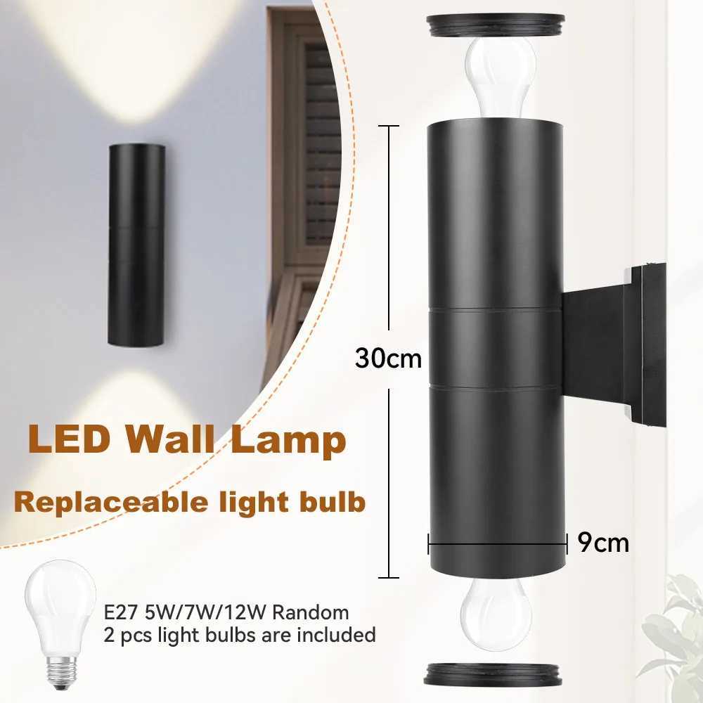 Wall Lamp E27 Bulb Modern Room Wall Decor Lights Garden Lights Outdoor Balcony LED Lights Street Lights Double Head Indoor LampXJ250624