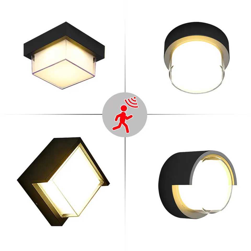 LED Wall Lamp 6W 12W Modern Motion Sensor Indoor/Outdoor Wall Light AC85-265V Waterproof IP66 For Garden Street Decoration XJ250624