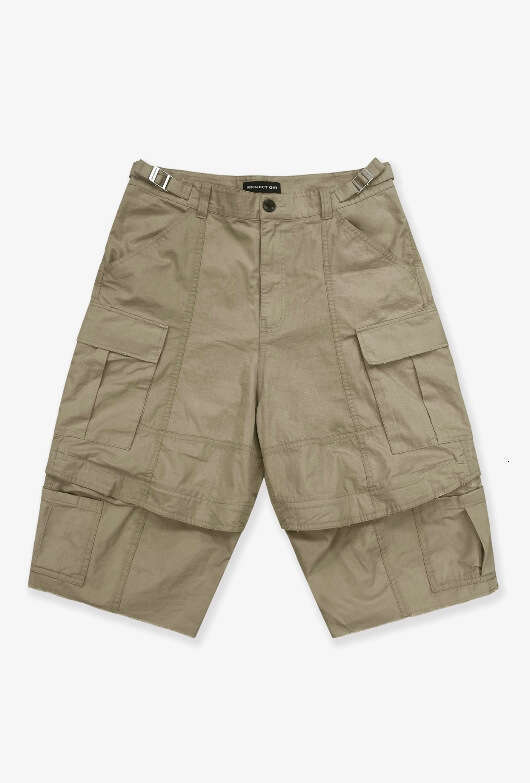 New European Streetwear Loose Fit Deconstructed Zipper Patchwork Cargo Men's Camouflage Shorts