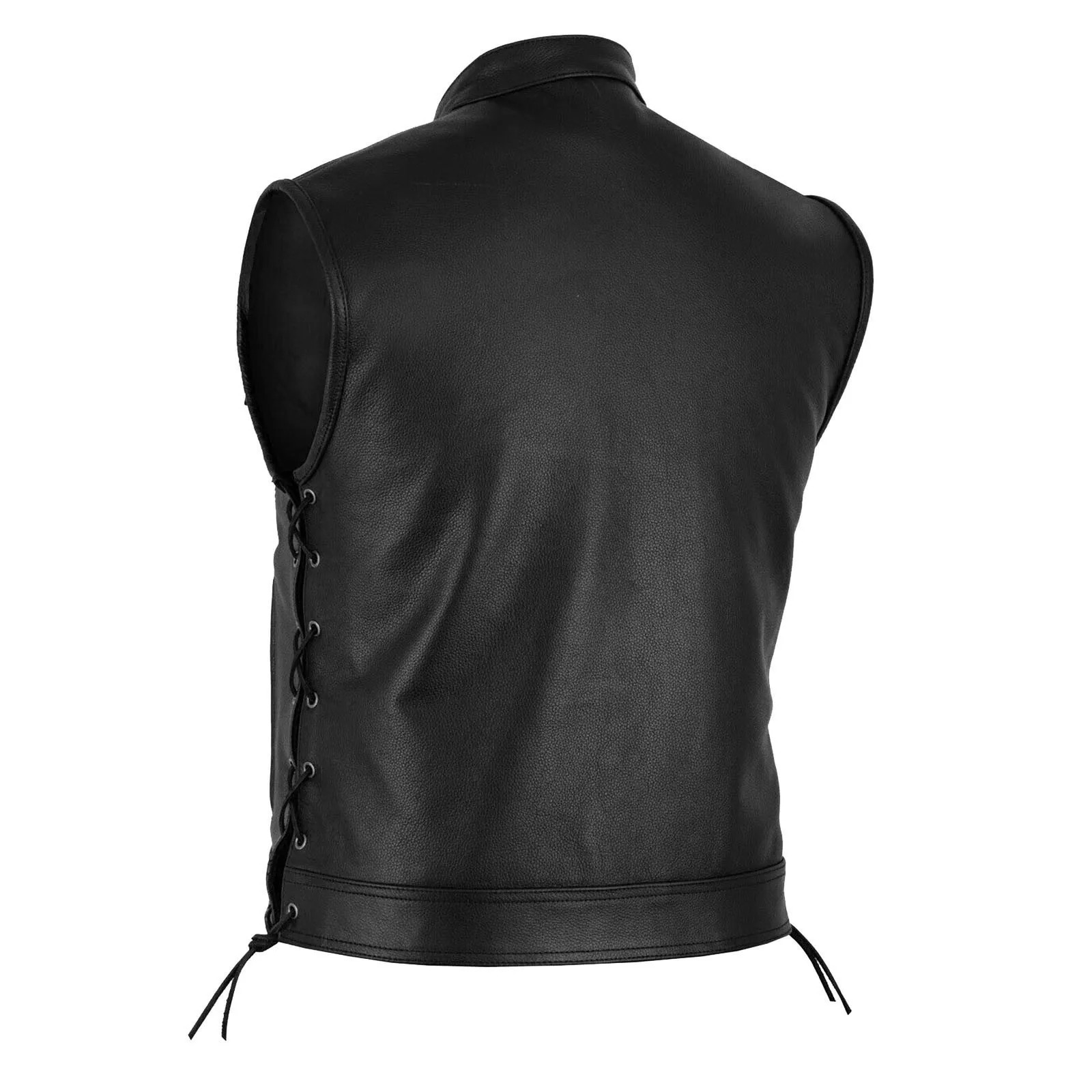 Men Leather Vest Coat Fashion Casual Solid Motorcycle Fleet Punk Jackets Drawstring Hem V Neck Zipper Warm Man Top 250618