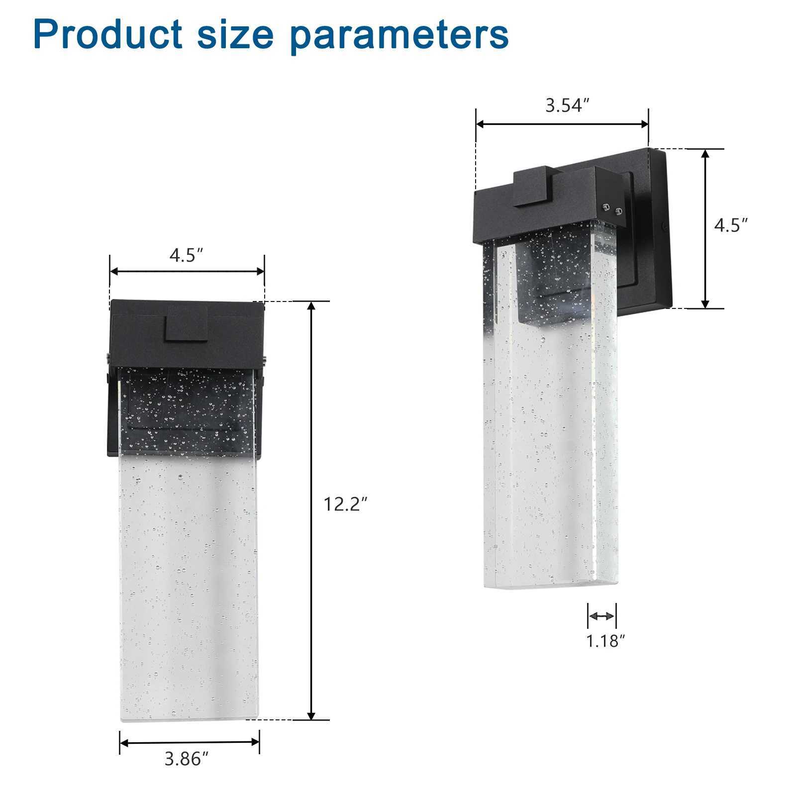 Modern Outdoor Wall Light Fixture Black Finish LED Wall Sconce with Bubble Glass Waterproof Exterior Lighting(2 Pack )XJ250624