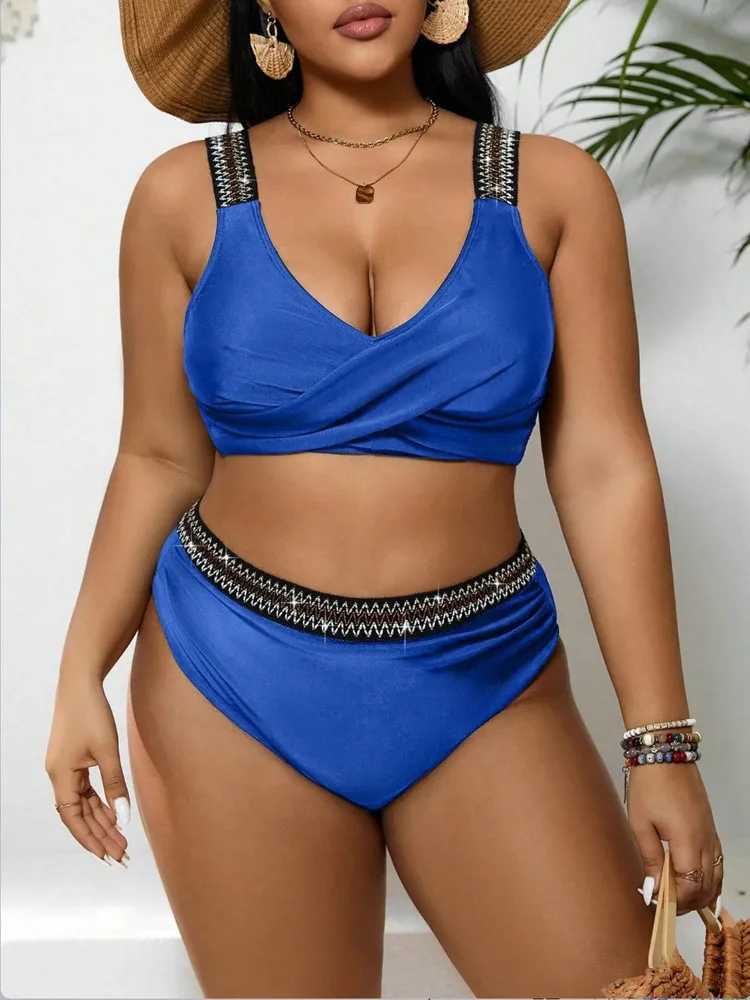 Plus Size Swimwear Women 2024 Bikini Set Two-Piece Woman Swimsuit Push Up Big Size Swimming Suit Beach Wear Bath Suits Monokini XJ250624