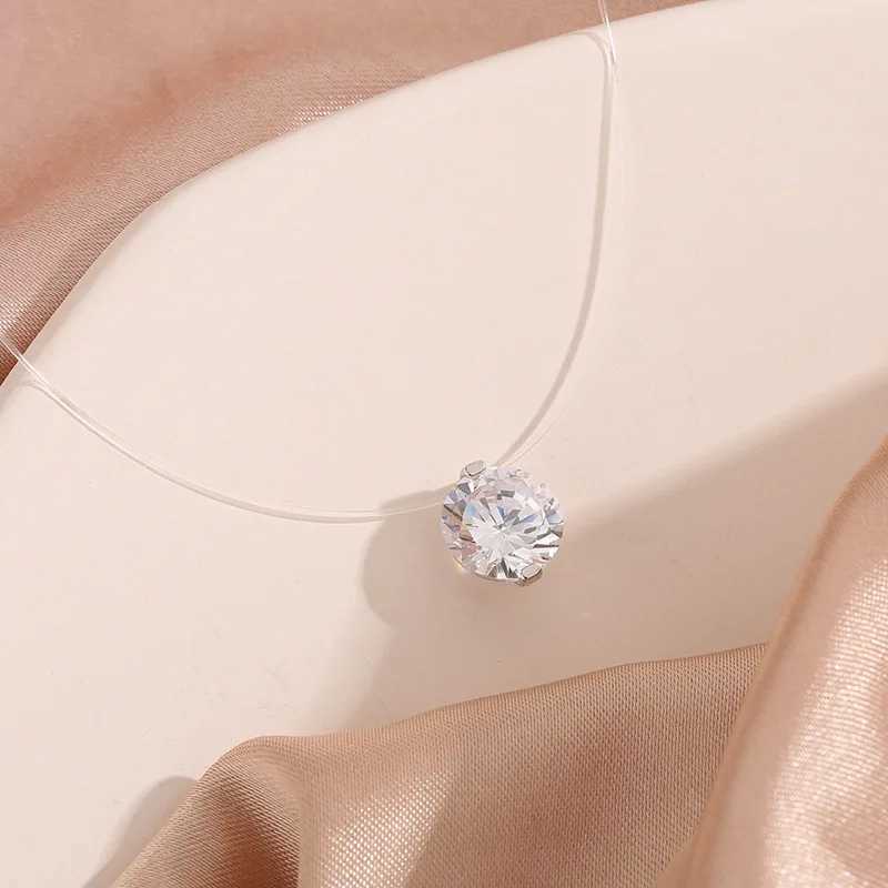 Transparent Fishline Womens Chokers Crystal Ball Pendants Shiny Luxury Wedding Neck Jewelry Fashion Neck Accessories Collar V250625