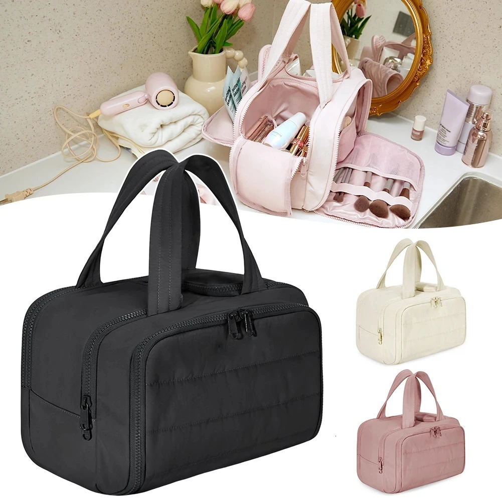 Lightweight Makeup Bag Waterproof Soft Top Handle Bags Large Capacity Portable Storage Case Women Travel Toiletry Wash Handbag 250624