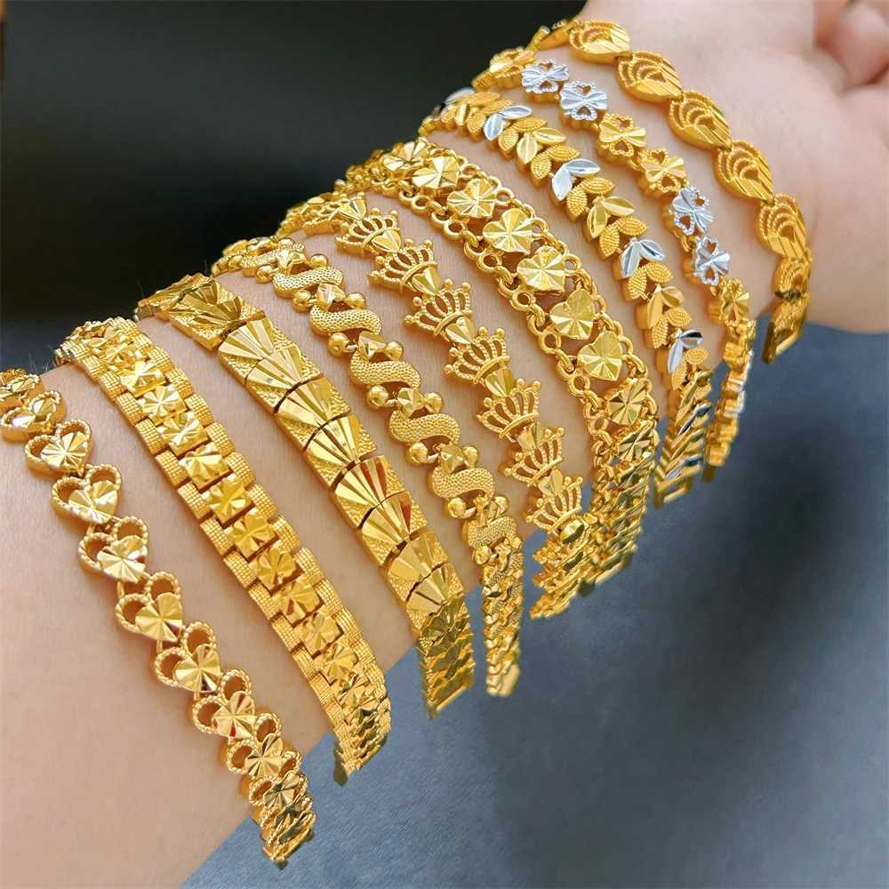 Stainless Steel Wens Hand Bracelet Crown Leaves Flower Wide Chain Wristband Vintage Jewelry Party Gifts X250625
