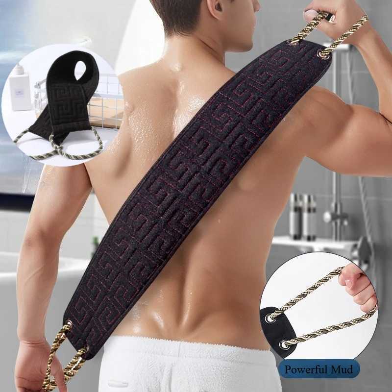 1pc Back Scrubbing Towel Dual Sided Durable Exfoliating Body Towel Back Strap Unisex Detox Mud Back Scrub Extended Bathing Towel R250625