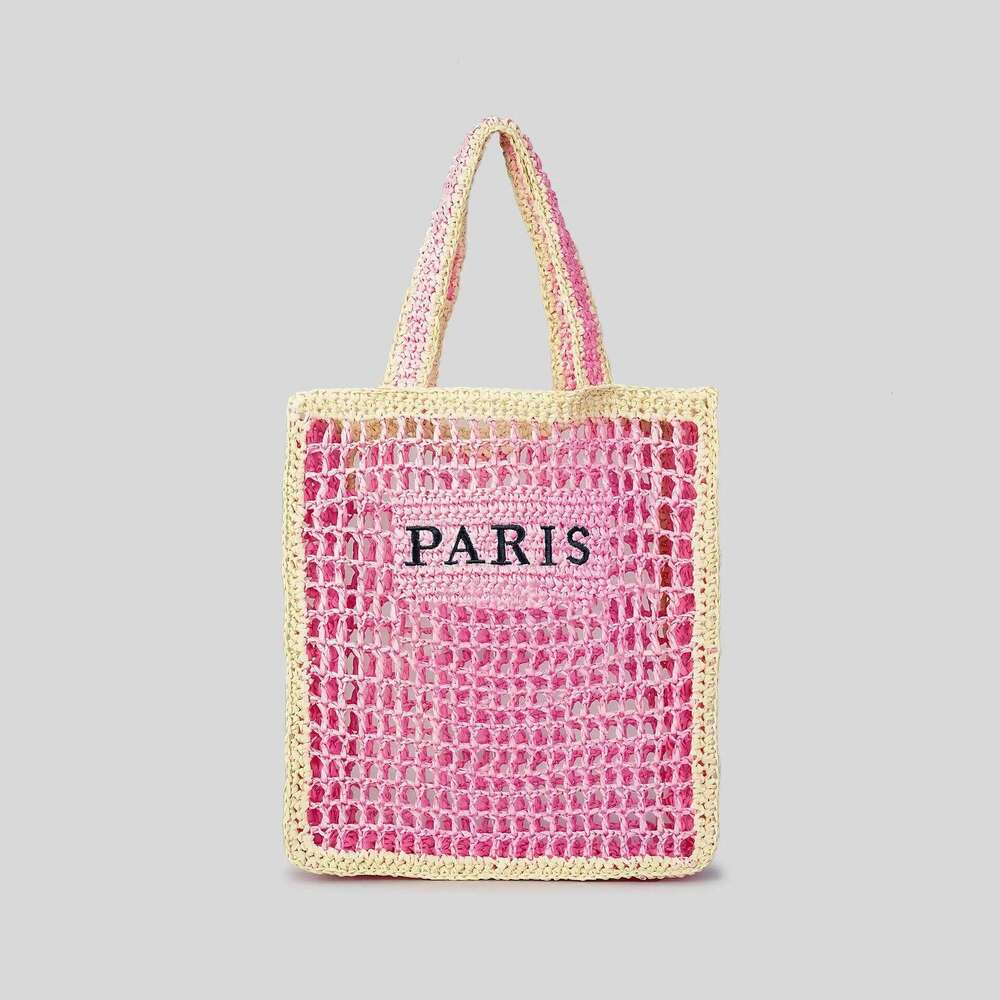Fashion Panelled Straw Women Shoulder Bags Colorful Patchwork Handbags Paper Woven Summer Beach Tote Bag Handmade Bali Purses