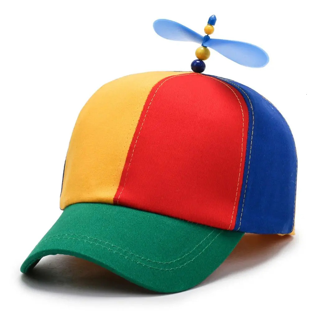 Funny Adventure Dad Hat Hat Bamboo Dragonfly Rainbow Sun Cap Helicopter Propeller for Kids Boys Girls Adult 250625