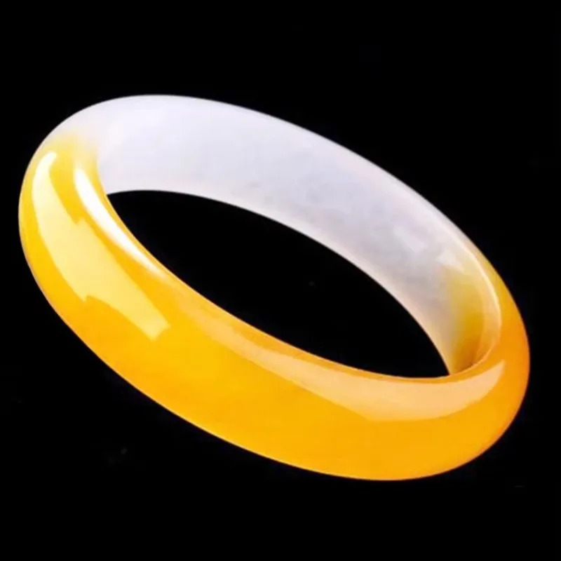 Natural Jade Bracelet Female Ice Floating Yellow Color Bangles for Women 250624