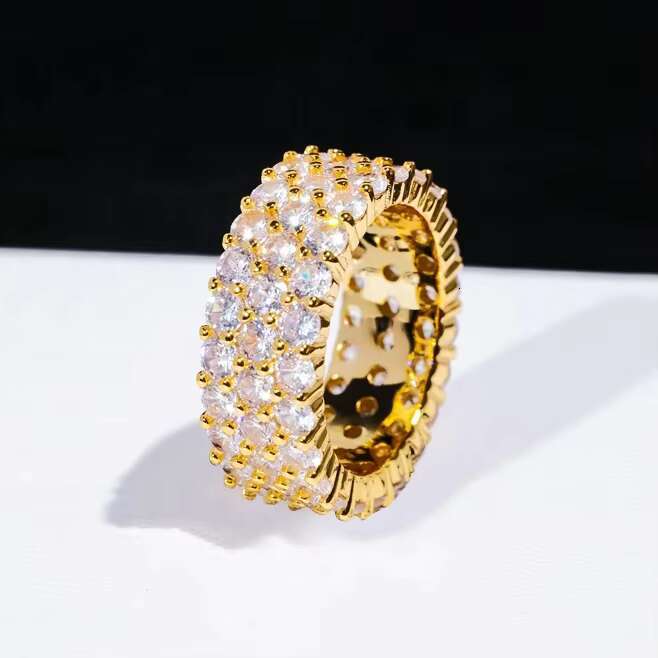 Iced Out VVS Moissanite Diamond Ring Sterling Silver S925 Classic Hip Hop Fine Jewelry Women Rings