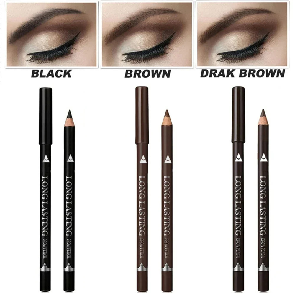 3-Color Long Lasting Black Brown Eyebrow Eyeliner Pencil Waterproof Sweat Proof Halo Proof Wooden Pole Liner Cosmetic Pen 13Pc 250625