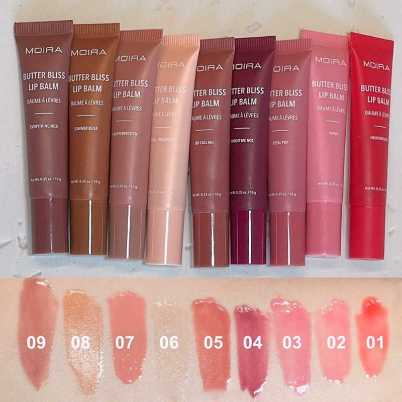 Moira Butter Bliss Lip Balm 10g Lip Gloss Makeup Liquid Lipstick BB Call Me Heartbreaker Petal Pop Lips Moisturize Shiny Glitter Lipgloss Beauty Cosme