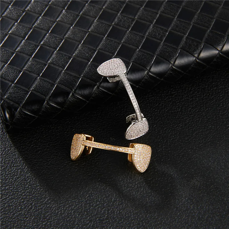 Hip Hop Iced Out Teeth Caps Bling Cubic Zircon Micro Pave Top Bottom Charm Grills Set For Men Women Jewelry Gift 250606