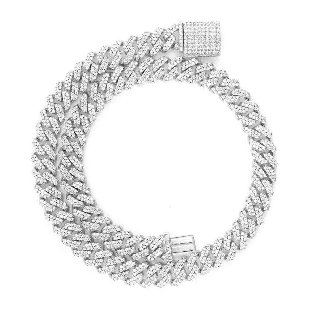Classic Cuban Link Chain Necklace Designer For Men 14mm W 2 Row CZ Diamond 8MM W Moissanite Chain Tennis Bracelet Hip Hop Designer Jewelry Woman Christmas Gift