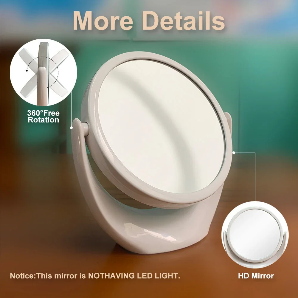 Double-sided 1x/5x Magnifying Makeup Vanity Mirror without light Free Standing 360 ° Rotation Travel Portable Cosmetic Compact 250625