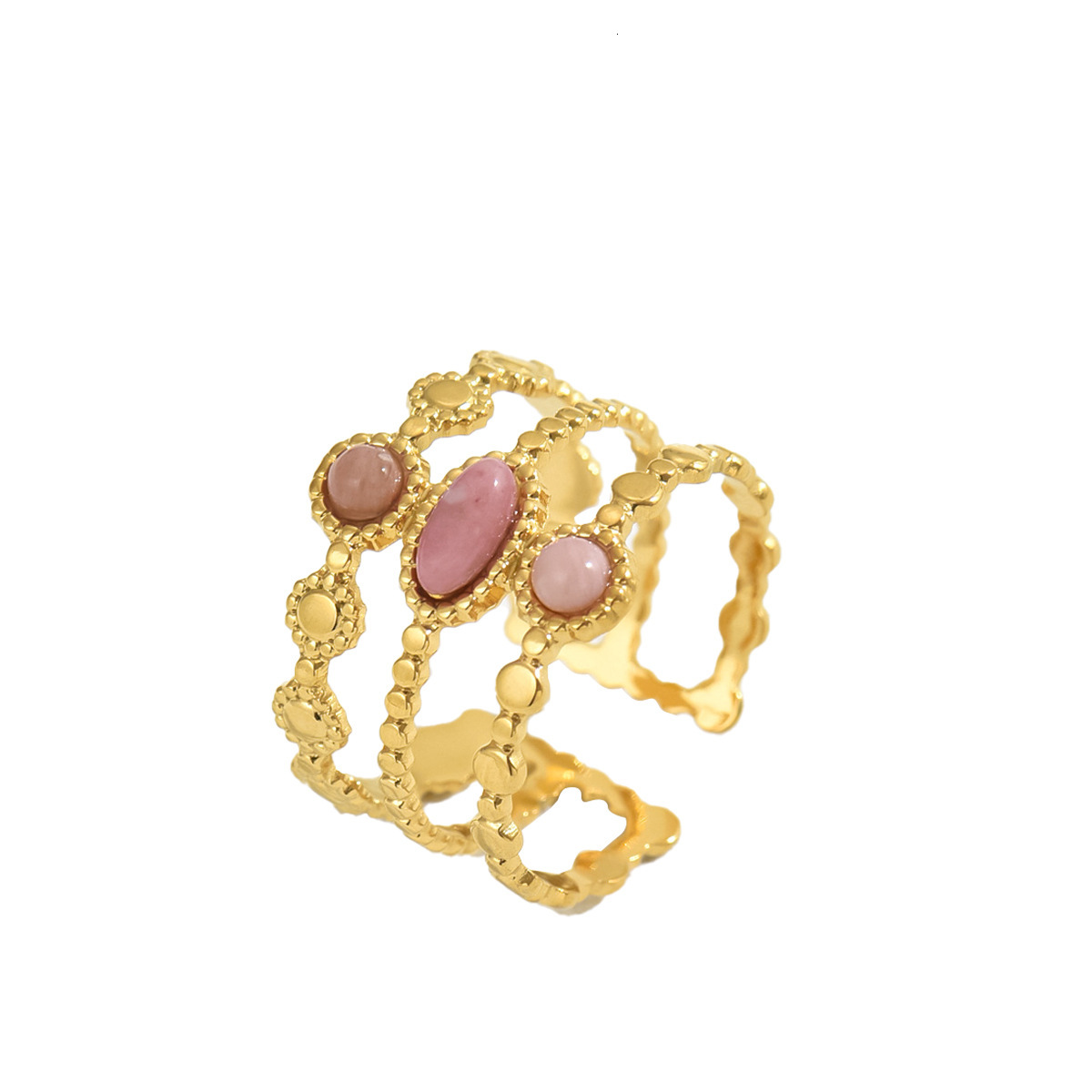 Style Women S Simple Band Light Luxury Inlaid Open Design Multi Layer Ring