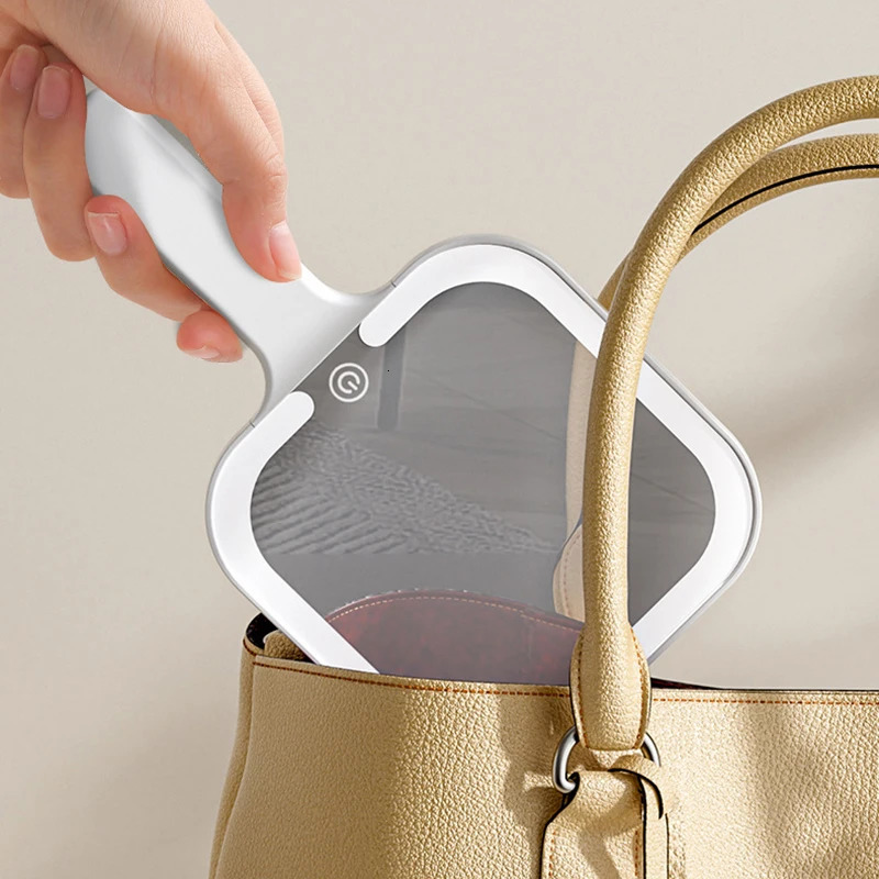 Intelligent Touch Control Three-colour LED Light Handheld Makeup Mirror Portable High Definition Cosmetic Mirror Type-c Charging 250625