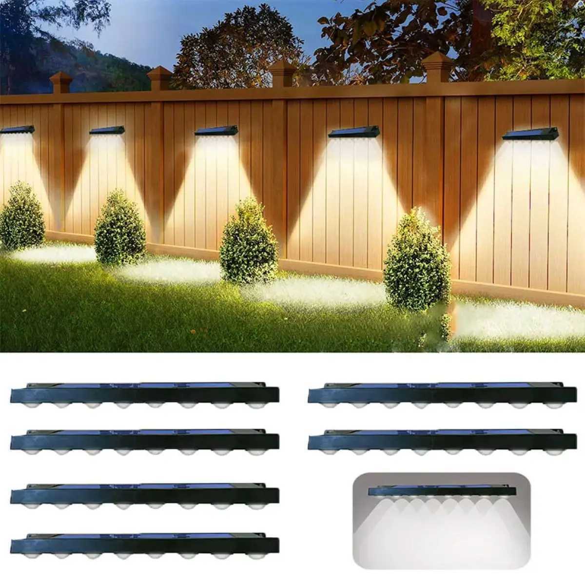 4/8LED 1pcs Solar Fence Light Waterproof Outdoor Path Garden Terrace Path Wall Light Warm Light White Light XJ250624