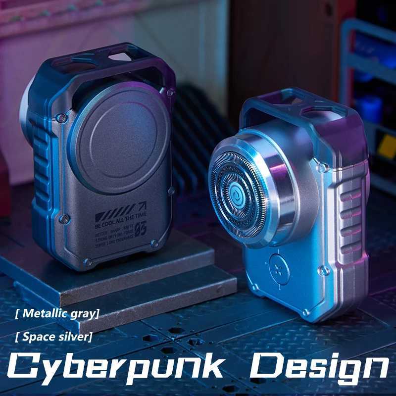 Electric MINI Travel Shaver Razor For Men Rechargeable IPX7 Waterproof Punk Mecha Design Pocket Face Beard Knife With Key Ring W250625