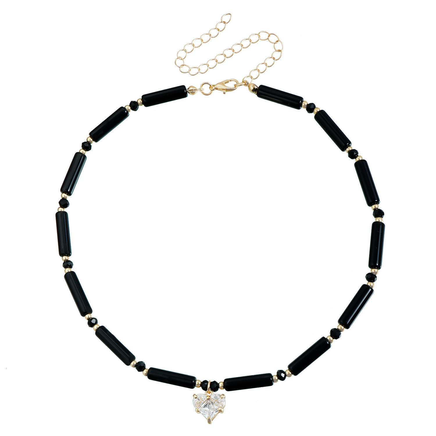 Jewelry INS Light Fashion Cylinder Glass Seed Beads Zircon Heart Splicing Clavicle Chain Necklace for Women Jewelry for Women