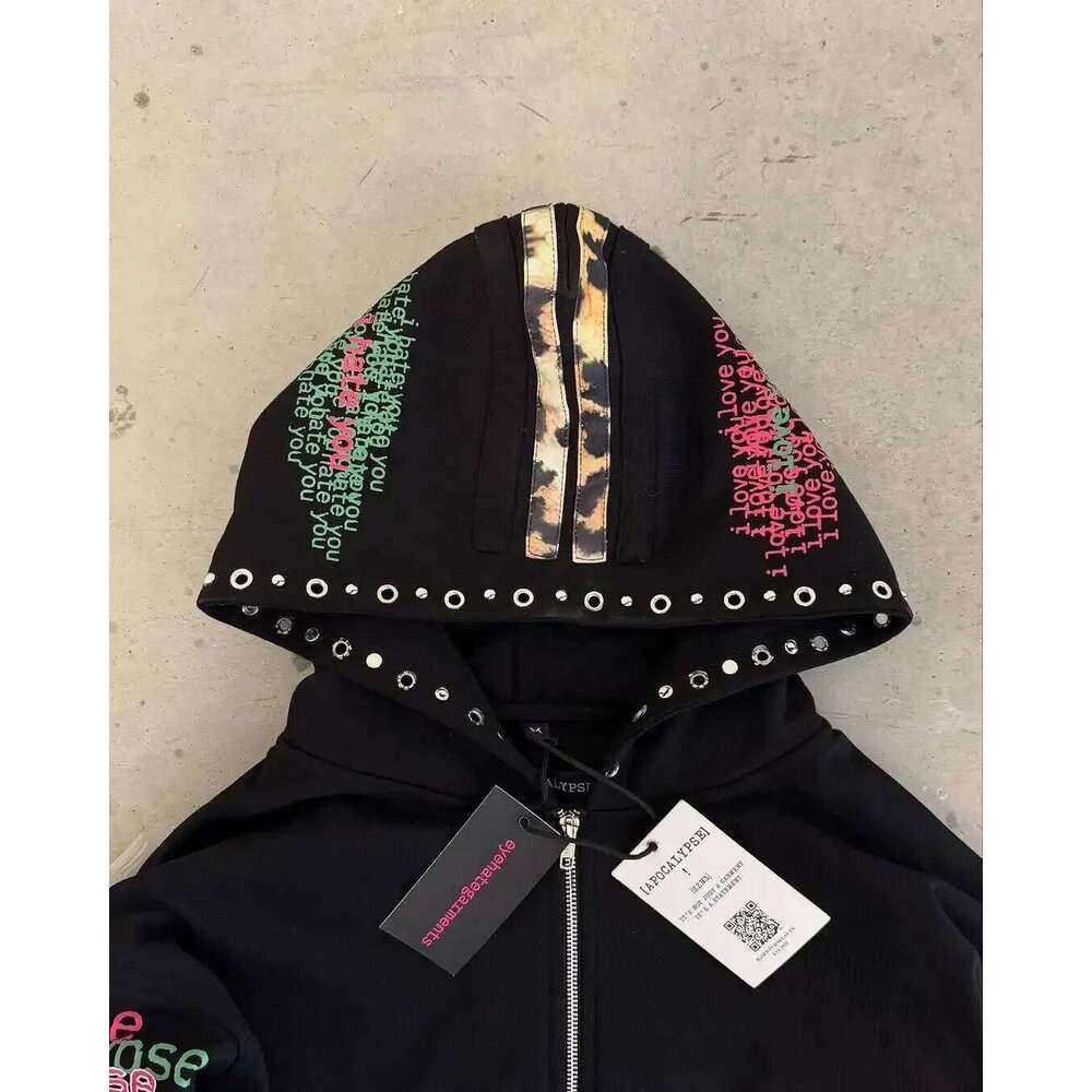 Y2K Trendy Haruku Hip Hop Fashion Leopard Print Oversized Zipper Men Women Loose Casual Hoodie Jacket Streetwear