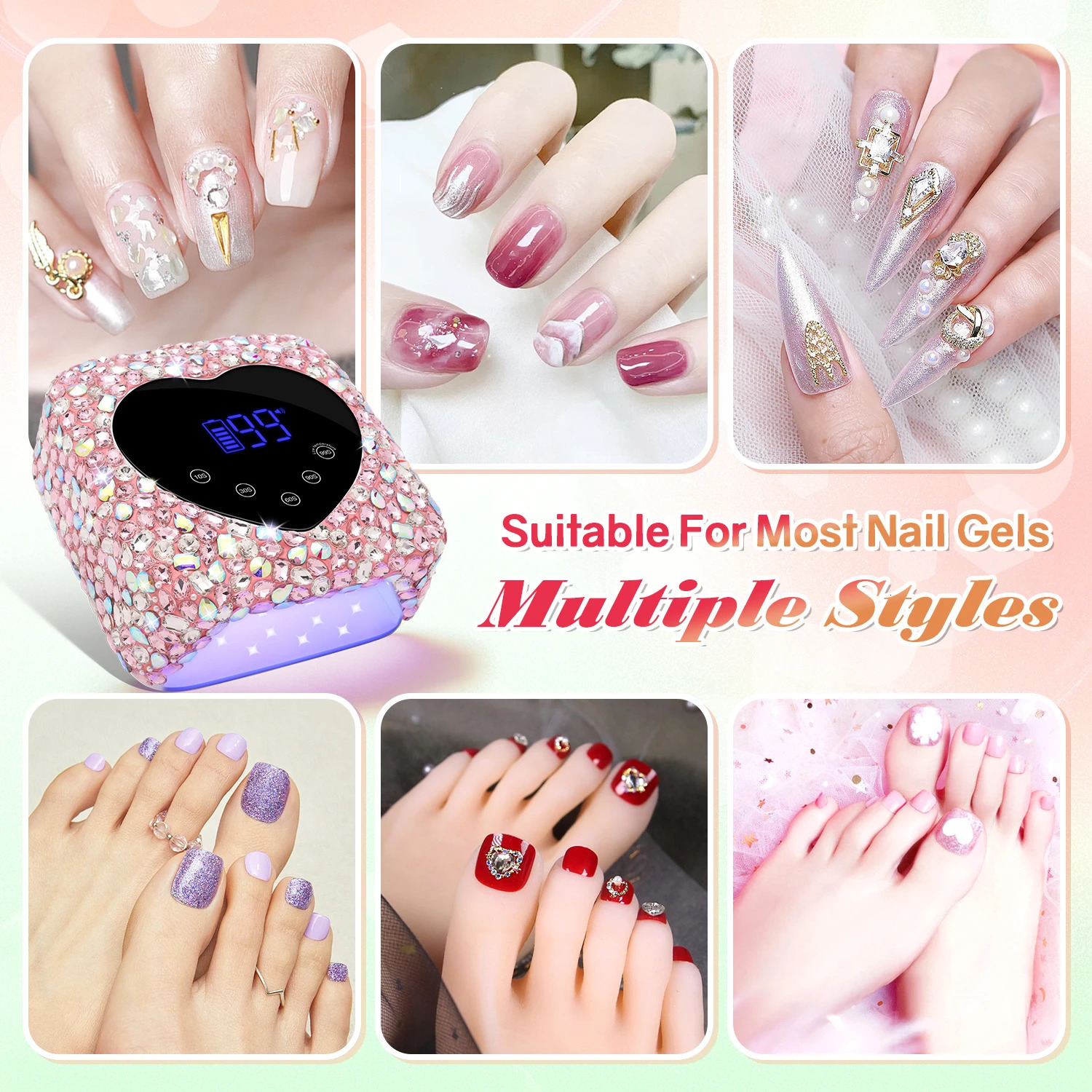 Rechargeable 72W UV LED Nail Lamp For Nails 30LEDS Wireless Gel Polish Curing Lamp With Large Screen Professional Nail Equipment 250625