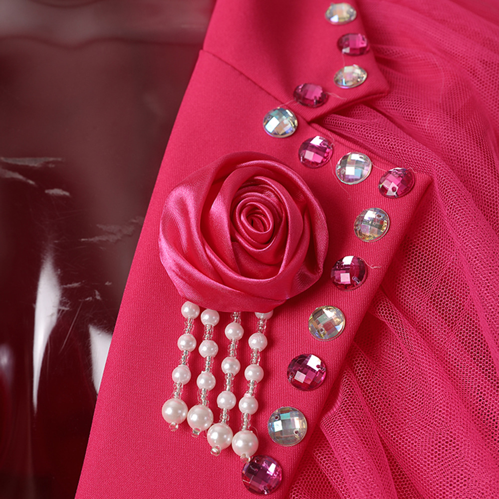 Women's Jackets European and American heavy industry design sense flower inlaid diamond splicing mesh collar suit autumn new style temperament lo