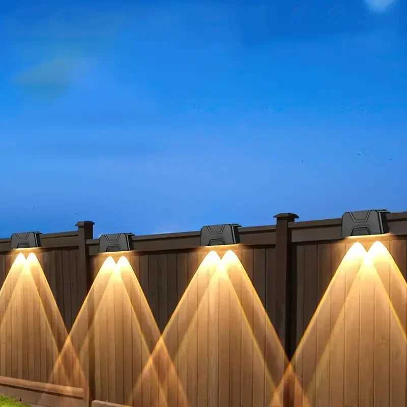 Solar Fence Lights Outdoor Wall Step Patio Solar Powered Lighting Plastic Energy-Efficient Light Sensor Flush Mount Path Lights XJ250624