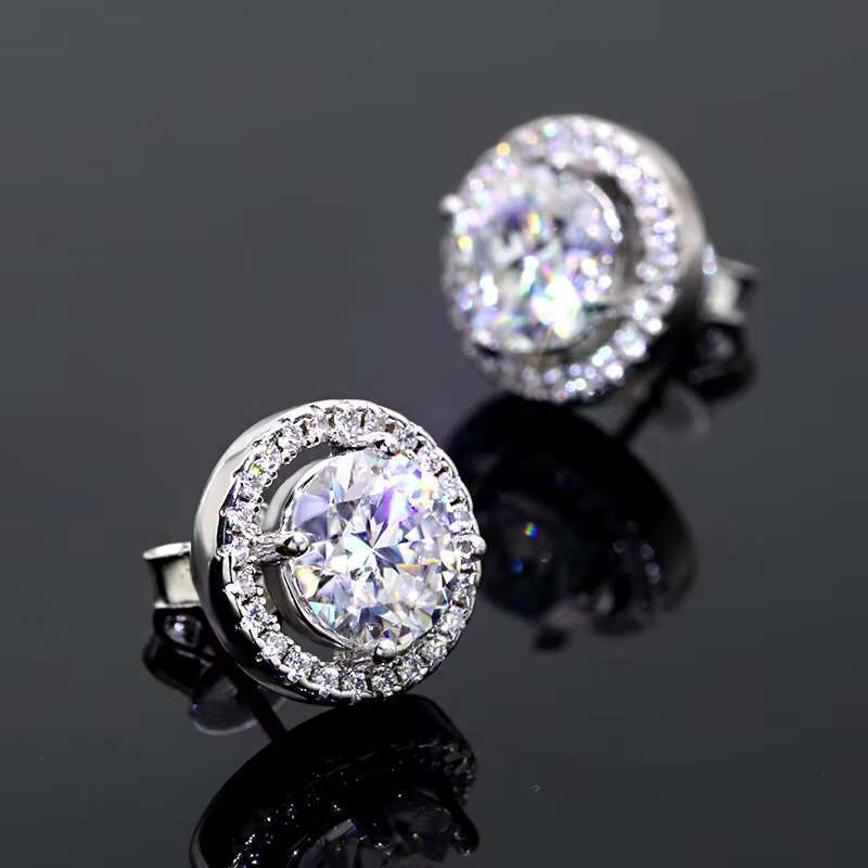 Delicate Sliver Earrings 0.5ct/1 Carat / 2 Carat Fashion Moissanite Jewelry Diamond Earrings VVS White D Moissanite Earrings