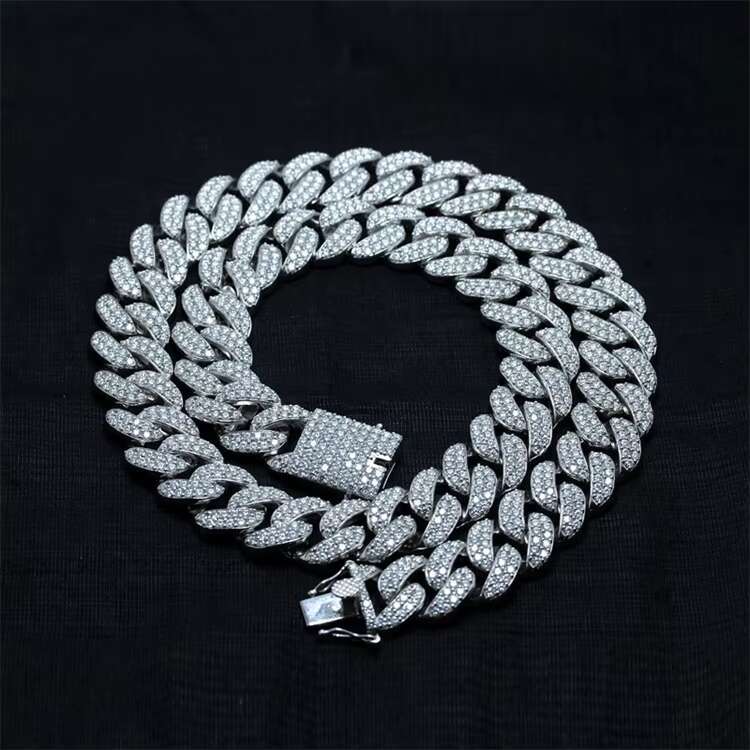 High Quality China Supply Hip Hop Cuban Chain 16mm Necklace 925 Sterling Silver Moissanite Cuban Link Chain