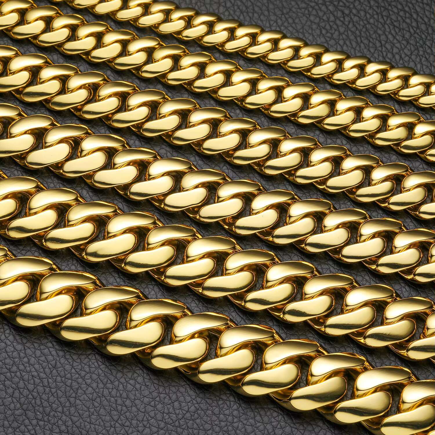 Wholesale 10mm-22mm Solid Cuban Choker Hip Hop Miami Cuban Link Chain Mens 14k 18k Real Gold Plated
