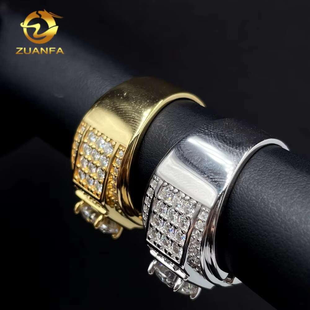 Pass Diamond Tester Fine Jewelry Iced Out Real 925 Sterling Silver Hip Hop Moissanite Men Wedding Ring