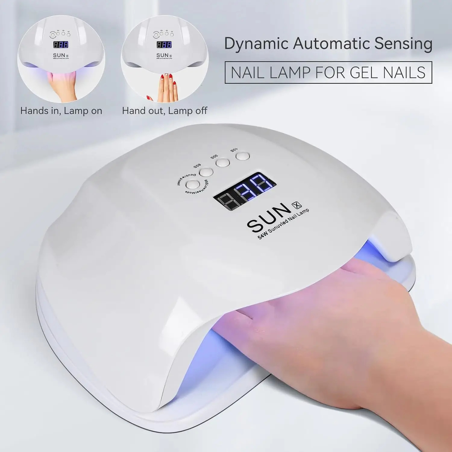 YIKOOLIN 54W UV LED Nail Lamp With 36 Lamp Quick Dry Nail Polish Dryer with 4 Timer Options for DIY Nail Art And Gel Nails 250625