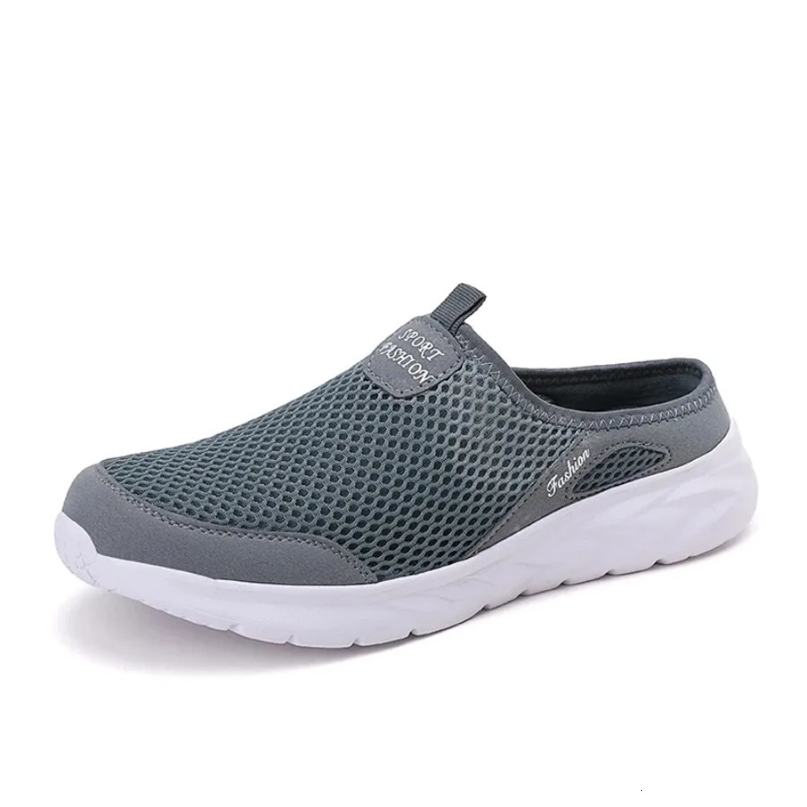 Mens Half Slippers Summer Breathable Mesh Mens Shoes Outdoor Casual Walking Shoes Large Flat Light Mesh 250624