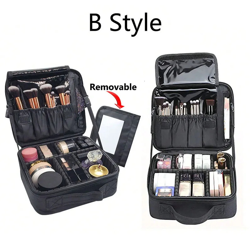 Professional Makeup Case With Mirror Beauty Brush Women Cosmetic Bag Make Up Organizer Travel Storage Box for Manicure 250625