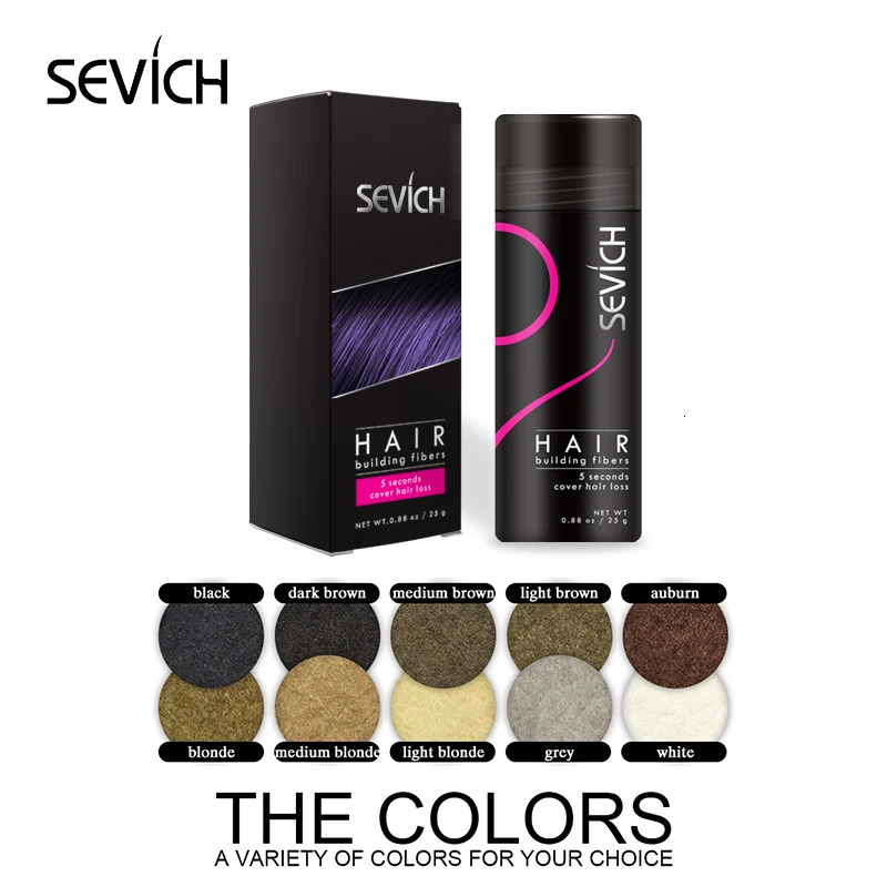 Sevich 25g hair building fibers powder hair loss products bald extension thicken hair spray jar keratin 250625