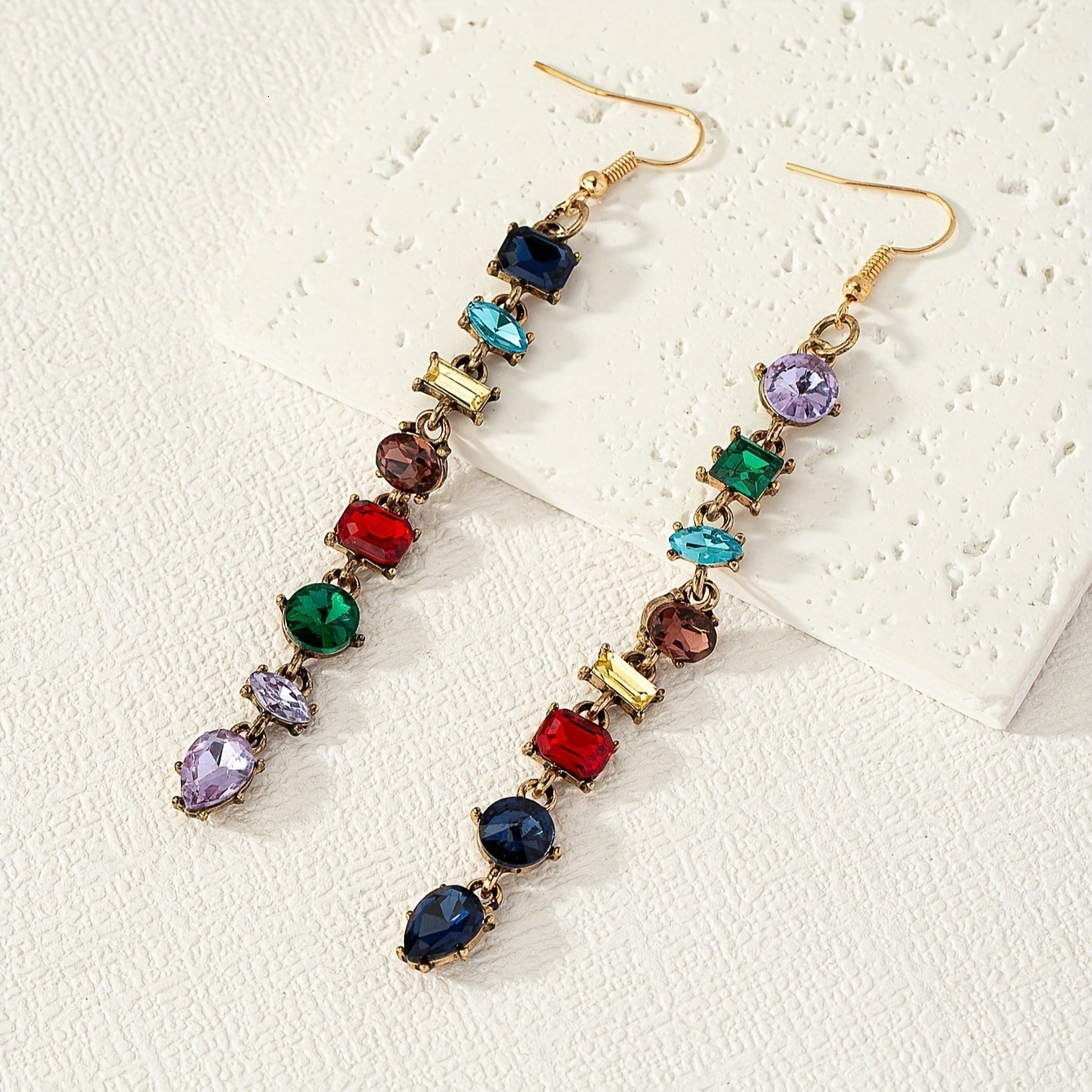 1 Pair of Tassel Chain Inlaid Dia Earrings Creative Style