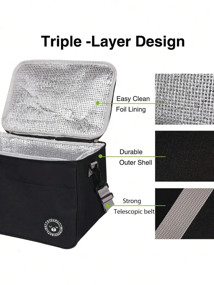 1pc Insulated Lunch Bags Thermal Bag Lunch Container Leakproof Tote Lunch Box Food Storage Bags Office Travel Insulated Case 250624