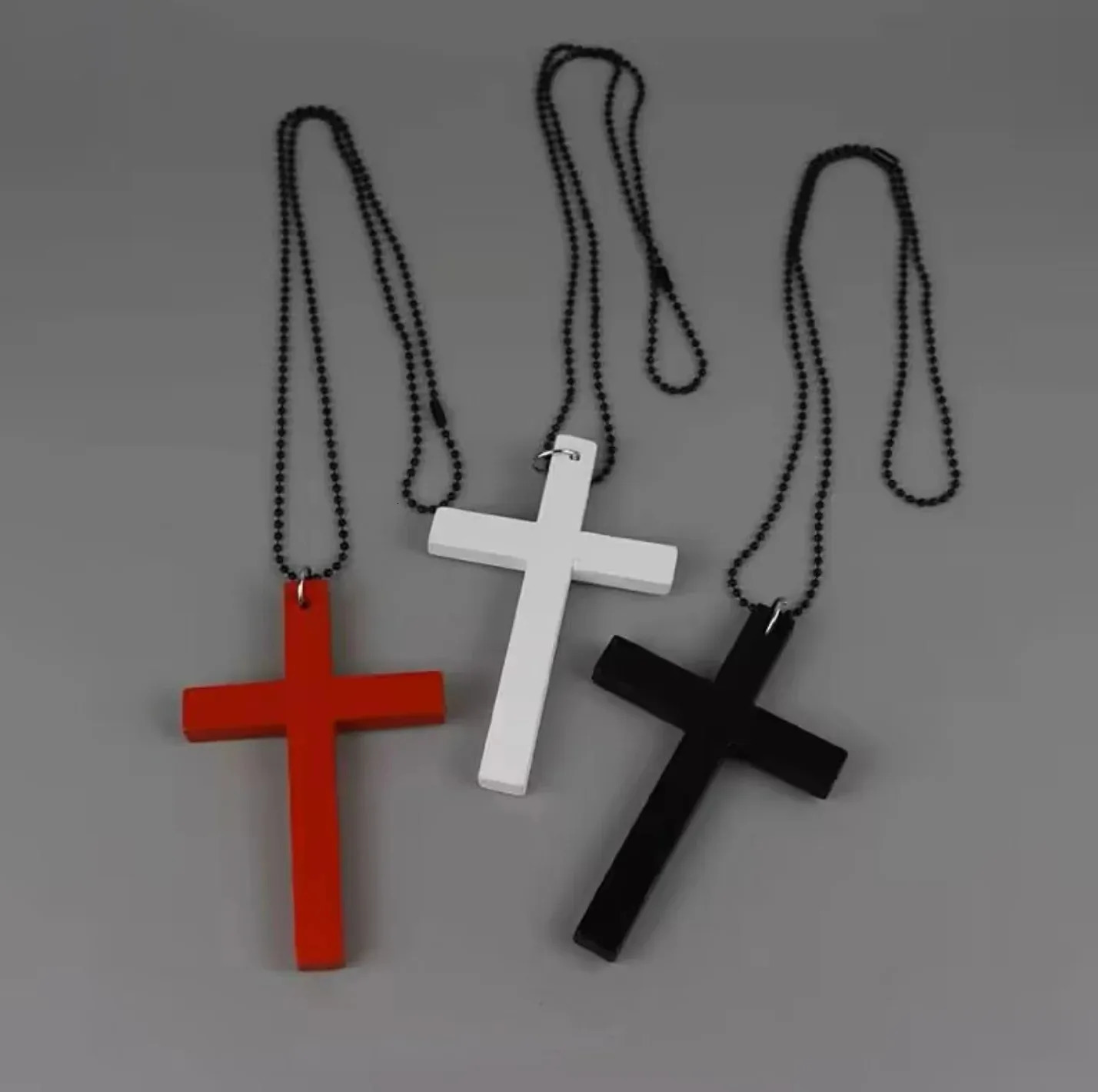 Personality Punk Trendy Cool Gothic Wood Cross Pendant NNecklace for Women Men Vintage Hip Hop Y2k Necklace Party Jewelry Gift 250625