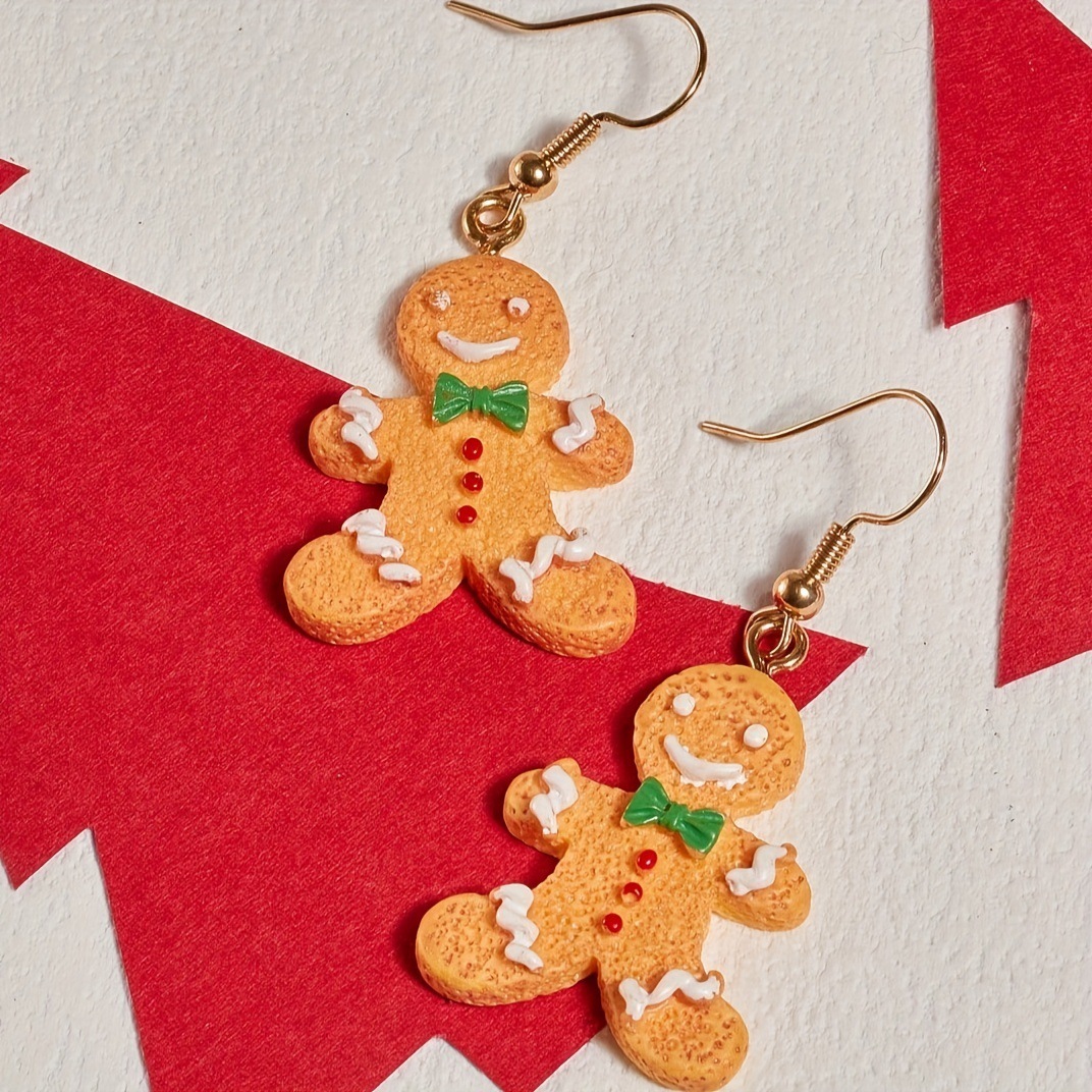 1 Pair of Cute and Quirky Gingerbread Man Earrings for Celebration