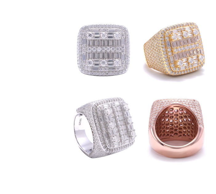 Iced Out Cross Moissanite Ring 925 Sterling Silver Hip Hop Ring Pass Diamond Tester Men Cuban Ring