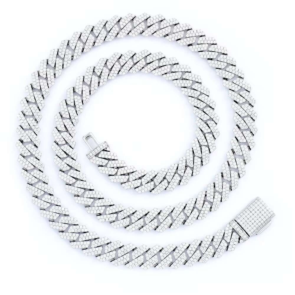 Hip Hop Jewelry 10mm sharp Angle Style Cuban Chain 925 Silver Moissanite Jewelry