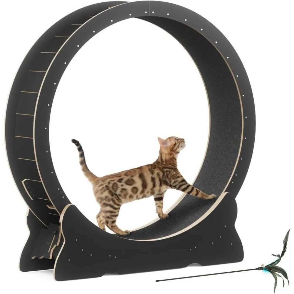Cat Exercise Wheel Cat Wheel for Indoor Cats with Carpeted Runway XL Cat Treadmill with Removable Carpet and Teaser l250625
