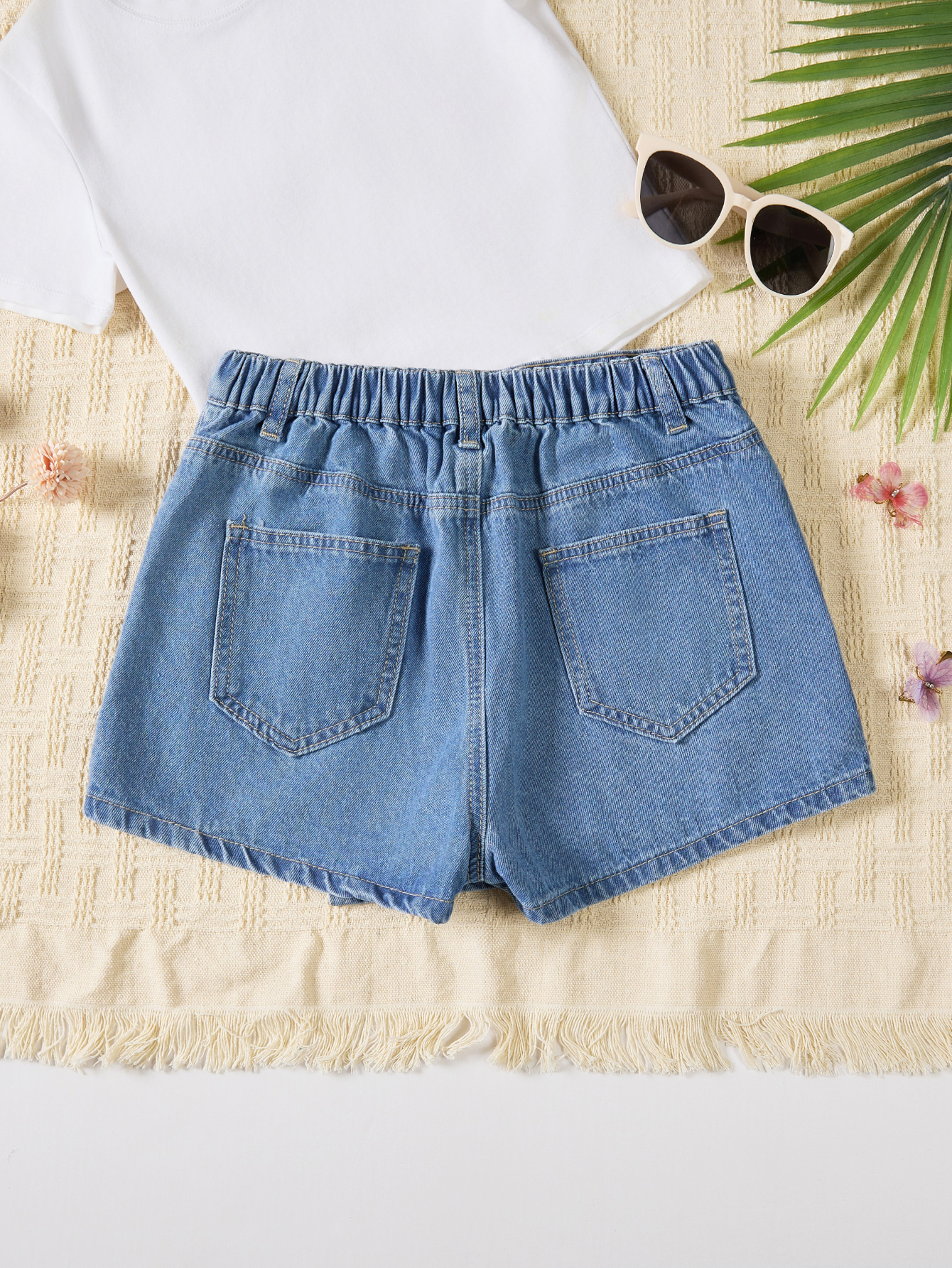 Girls Blue Jeans Skort Short Pants - Stylish Children's Outfit for Hot Weather