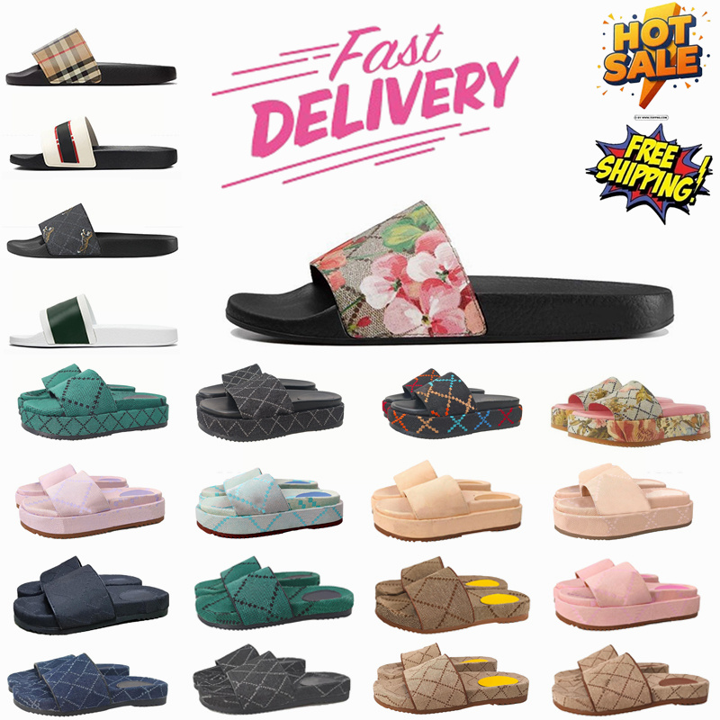 Designer free shipping Sandals Slide Men Women Womens G Slippers Flower Leather Shoes blue Fashion Casual Summer Sandals Beach Homes Available indoors