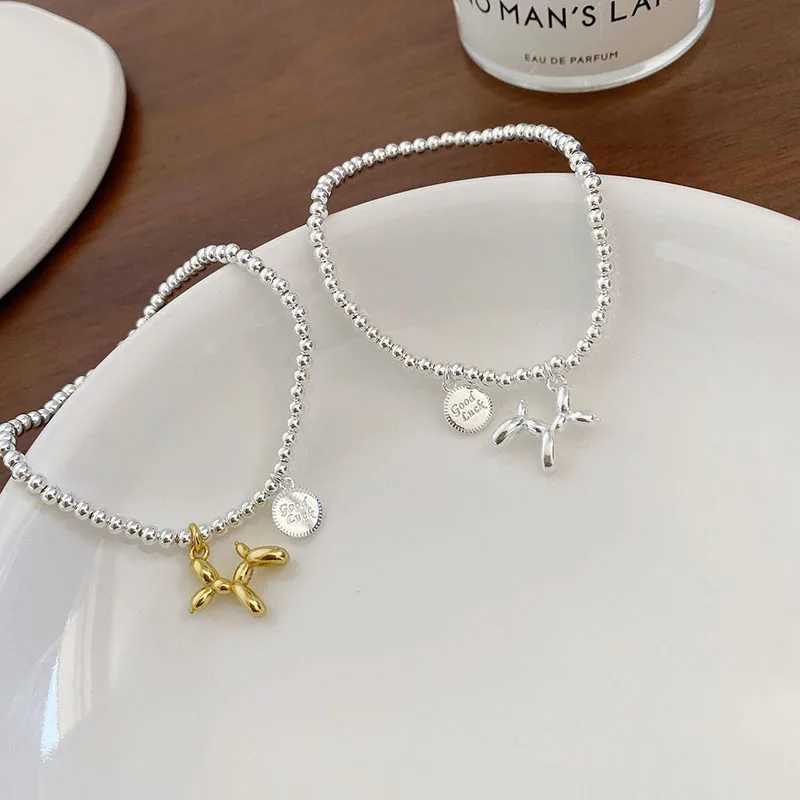 FOXANRY Silver Color Bracelets String of Beads Accessories Fashion Creative Cute Dog Pendant Party Jewelry Couples Gifts X250625