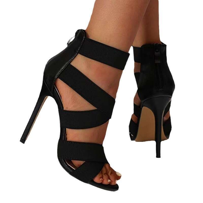 High-heeled Plus Size Super Heel for Women with Thin High Heels and Back Zipper Sexy Sandals