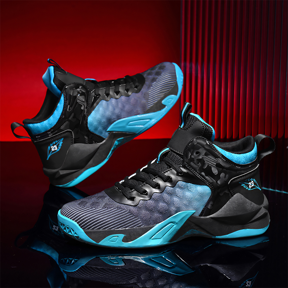 6958-Men's New Four Seasons Basketball Shoes Fashion Sneakers Knitted Breathable Basketball Shoes Tennis Shoes Plus Size Men's Shoes Running