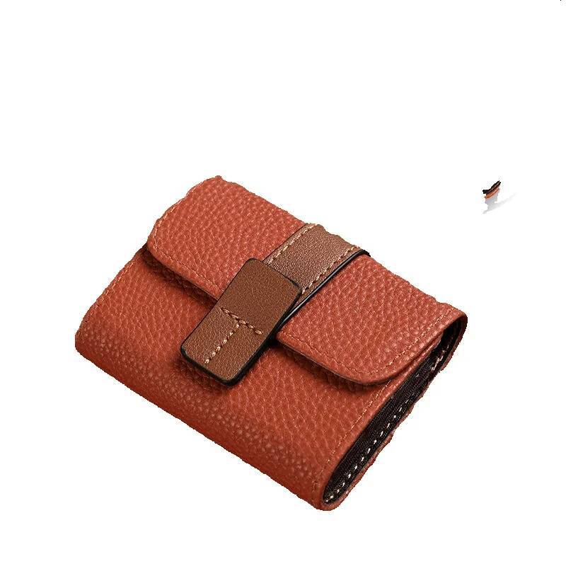 Free Shipping 2025 New Designer Bag Card Holder For Women Vintage Color-block Simple Buckle New Accordion Multi-card Slot Bank Card Holder Coin Purse 